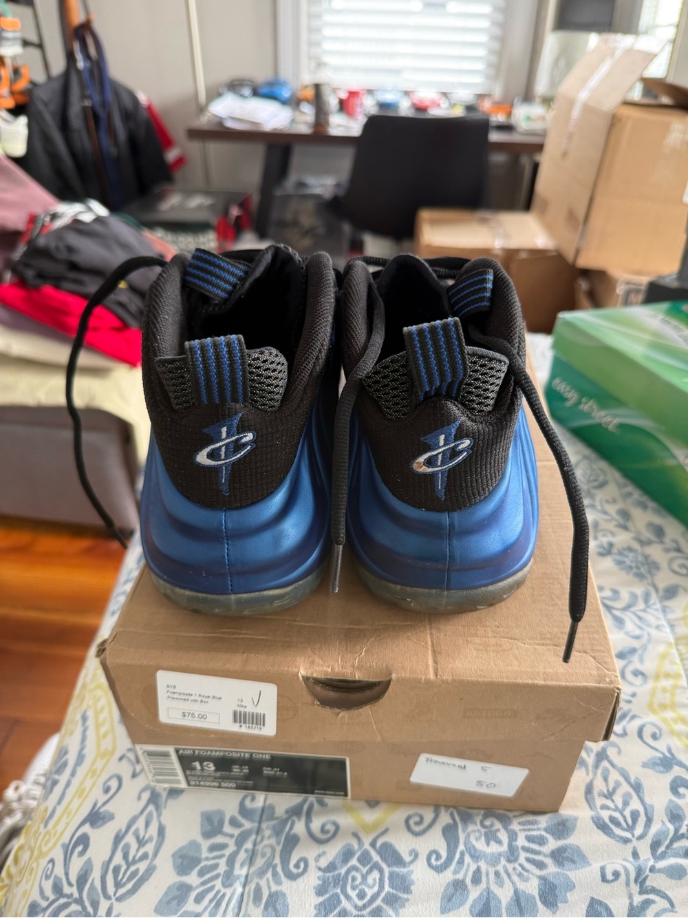 Nike Metallic Blue and Black Foamposite One Sneakers - Picture 3 of 5